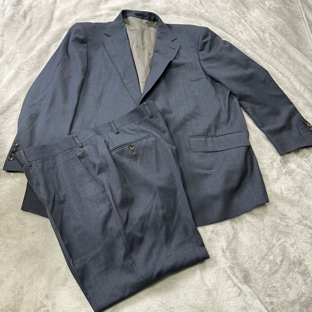 Dormeuil Amadeus 365 Suit Mens 50R 44x28 Blue 100% Wool 2 Piece Blazer Trousers